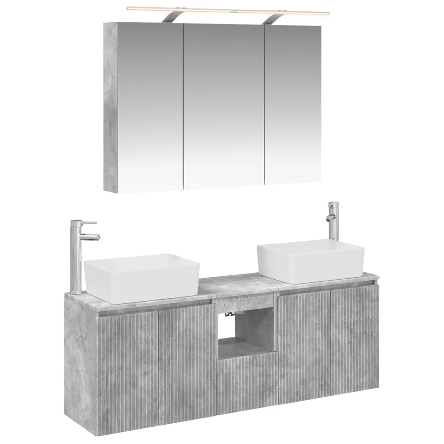 Ensemble d'armoire de salle de bain 4 pcs Gris béton - 2