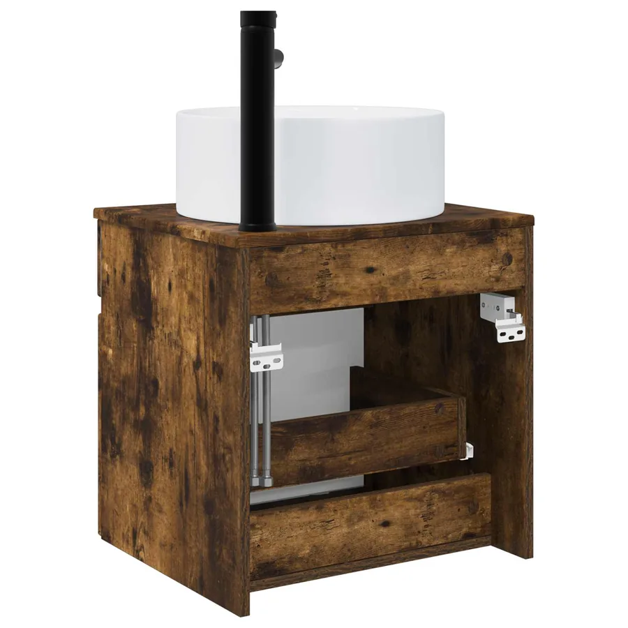 Meuble de lavabo mural Chêne fumé 49 x 44,5 x 65,5 cm - 4