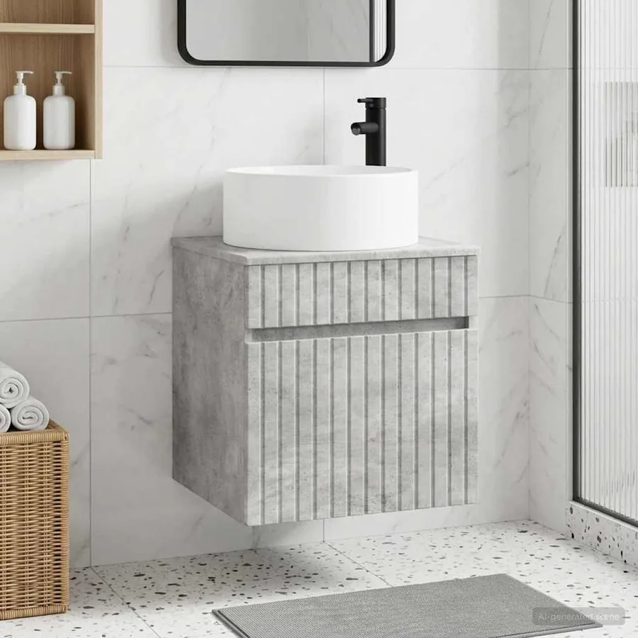 Meuble de lavabo mural Gris béton 49 x 44,5 x 65,5 cm