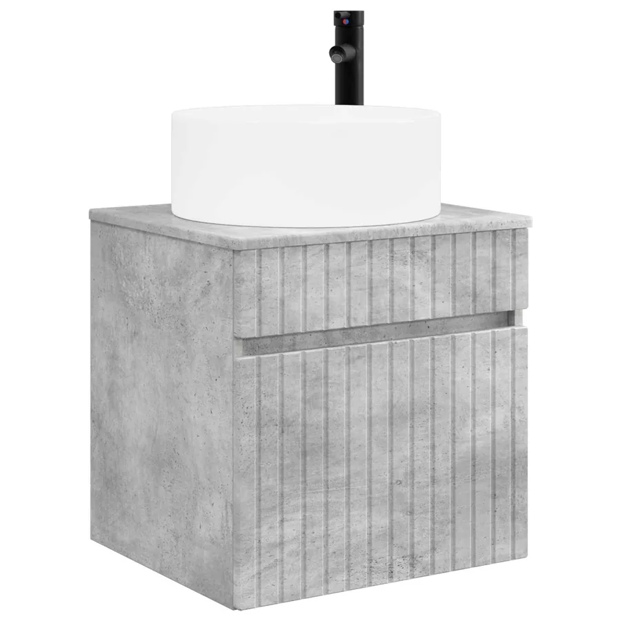 Meuble de lavabo mural Gris béton 49 x 44,5 x 65,5 cm - 2