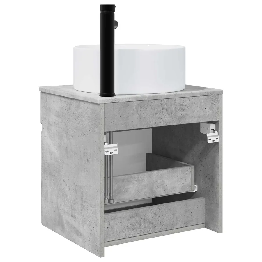 Meuble de lavabo mural Gris béton 49 x 44,5 x 65,5 cm - 4