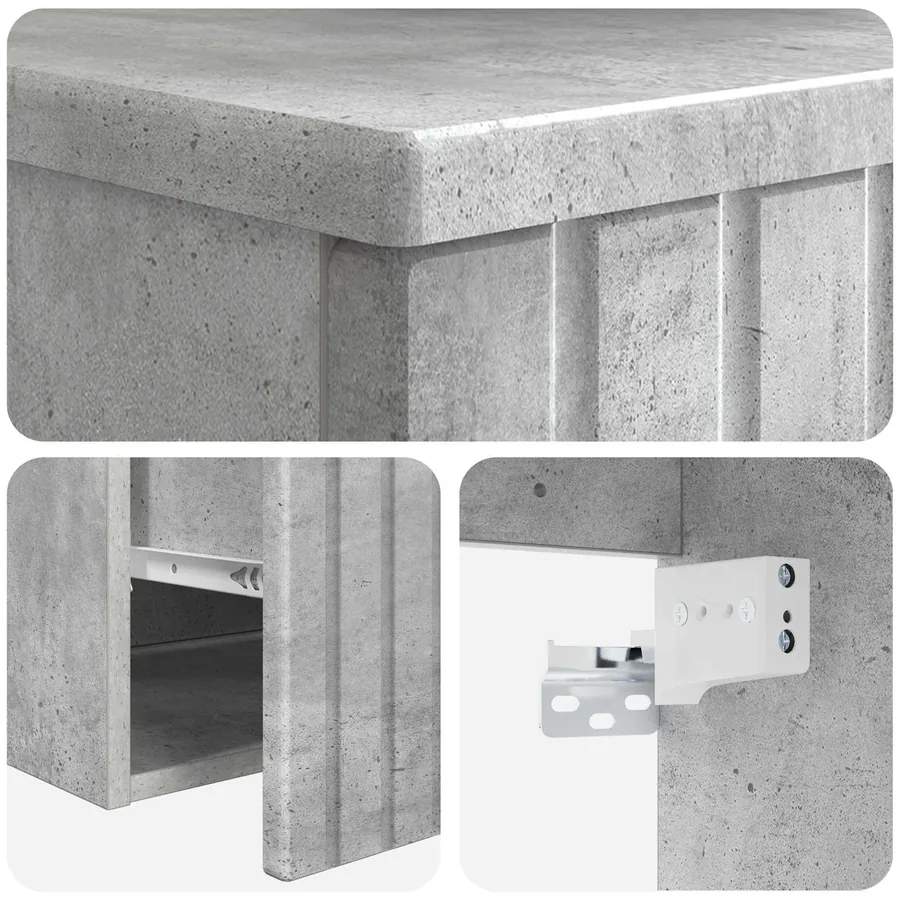 Meuble de lavabo mural Gris béton 49 x 44,5 x 65,5 cm - 5