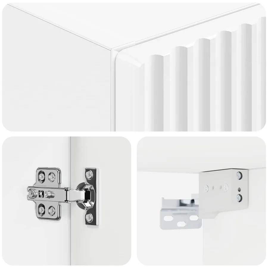 Cabinet de Salle de Bain Mural Blanc brillant - 6