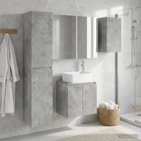 Ensemble d'armoire de salle de bain 5 pcs Gris béton