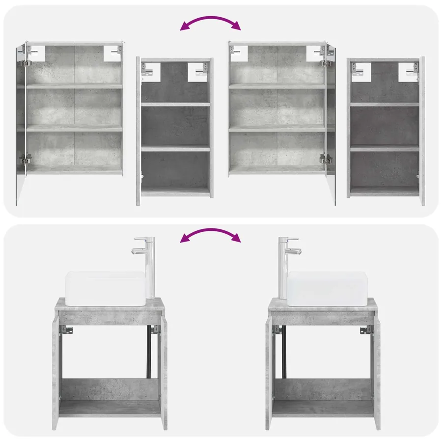 Ensemble d'armoire de salle de bain 5 pcs Gris béton - 14