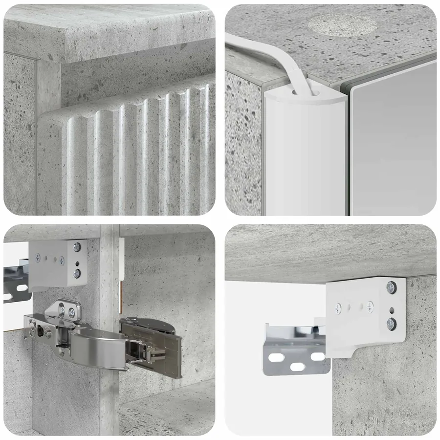 Ensemble d'armoire de salle de bain 5 pcs Gris béton - 8