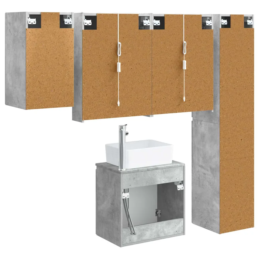 Ensemble d'armoire de salle de bain 5 pcs Gris béton - 9