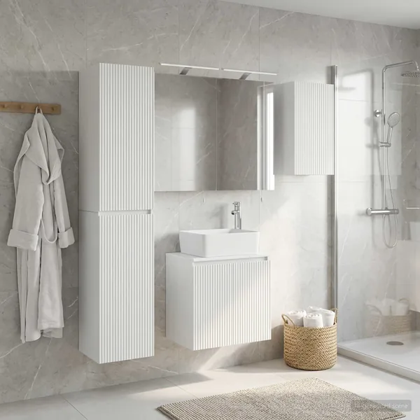 Ensemble d'armoire de salle de bain 5 pcs Blanc