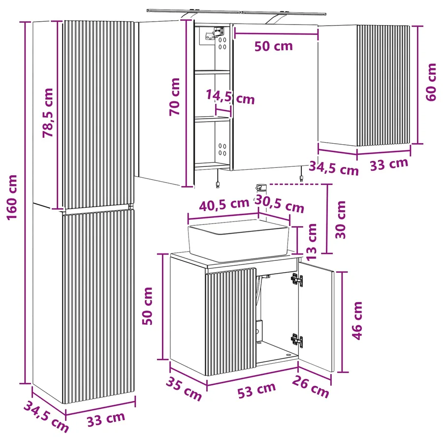 Ensemble d'armoire de salle de bain 5 pcs Blanc - 15