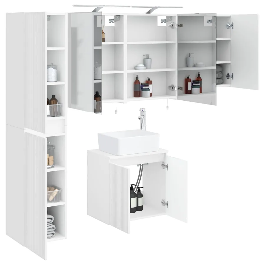 Ensemble d'armoire de salle de bain 5 pcs Blanc - 3