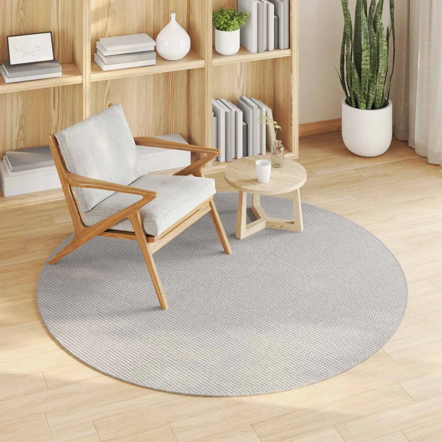 Tapis de surface Rond LUGO Crème et gris Ø 160 CM Polyester - 3