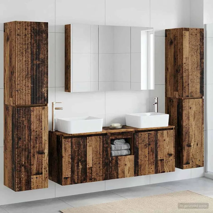 Ensemble de mobilier de salle de bain 6 pcs Bois ancien