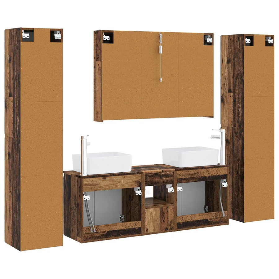 Ensemble de mobilier de salle de bain 6 pcs Bois ancien - 9