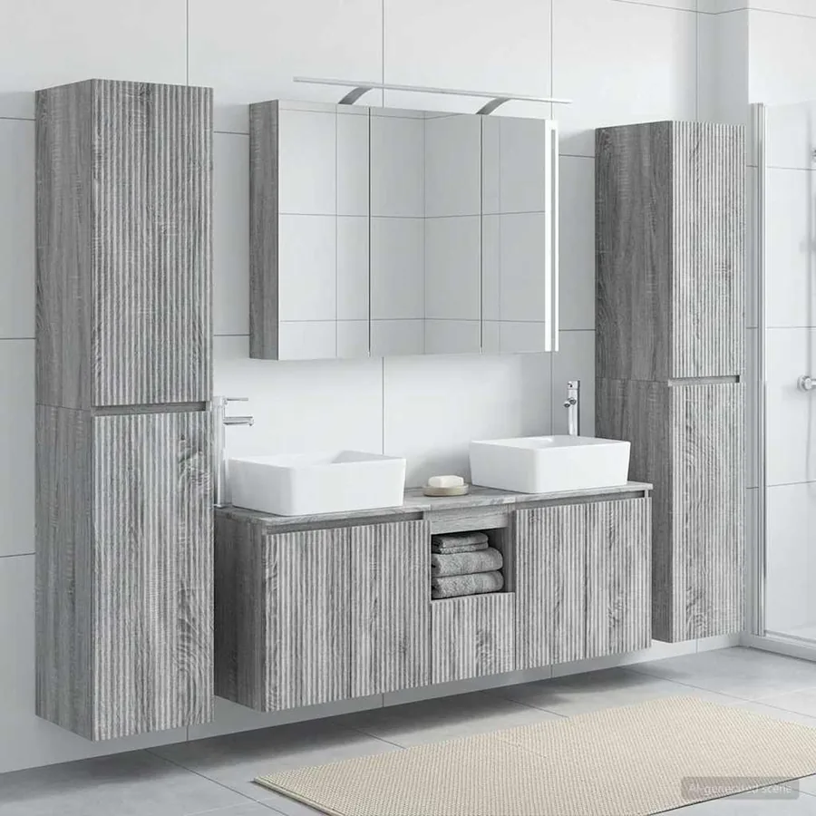 Ensemble de mobilier de salle de bain 6 pcs Sonoma gris