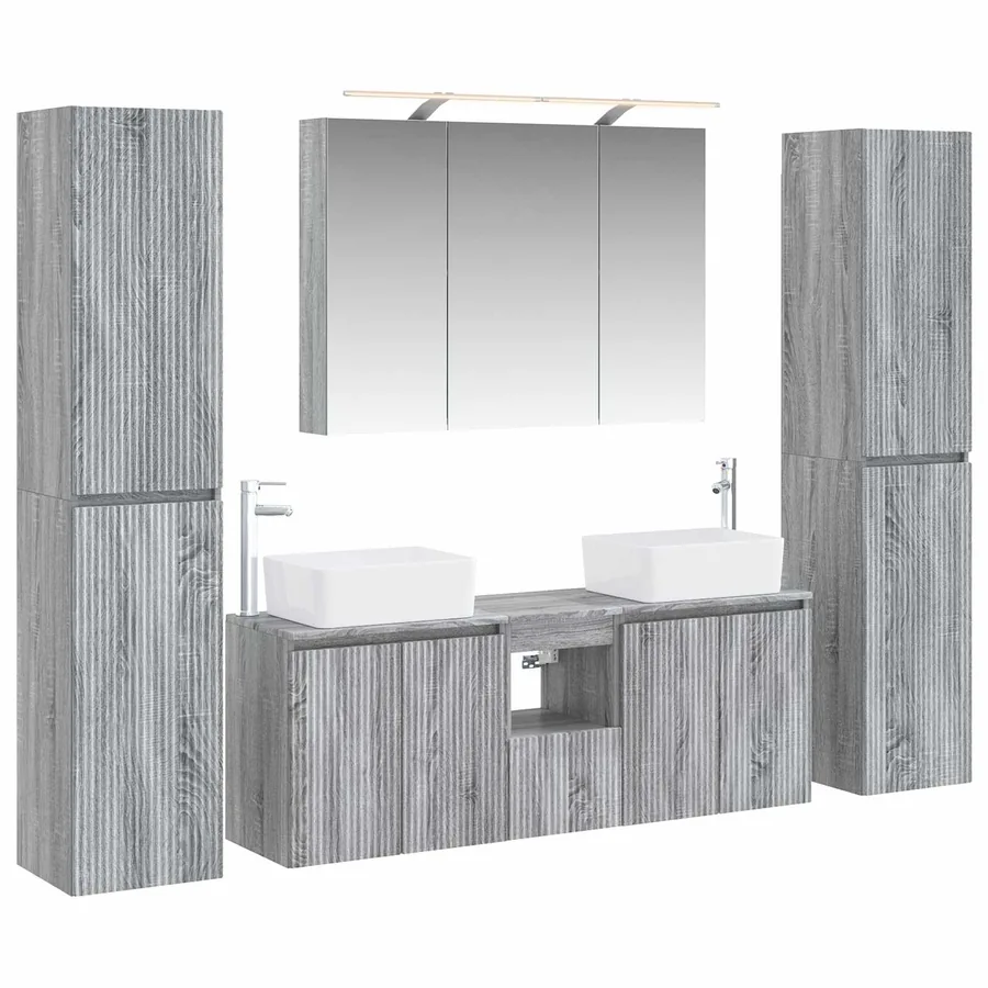 Ensemble de mobilier de salle de bain 6 pcs Sonoma gris - 2