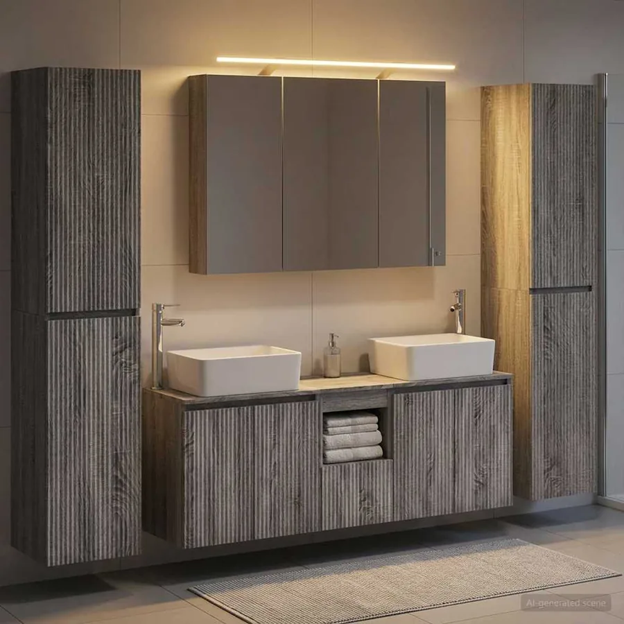 Ensemble de mobilier de salle de bain 6 pcs Sonoma gris - 4