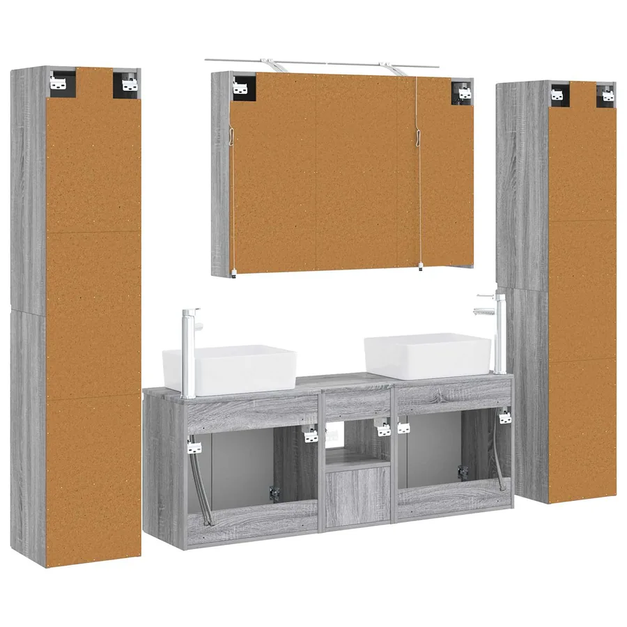 Ensemble de mobilier de salle de bain 6 pcs Sonoma gris - 9