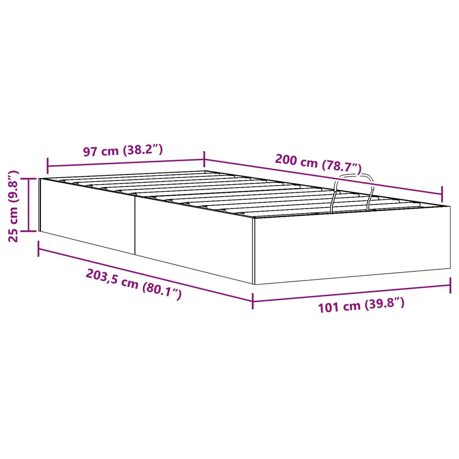 Cadre de lit ottoman avec rangement Brun Ciré 100 x 200 cm - 12