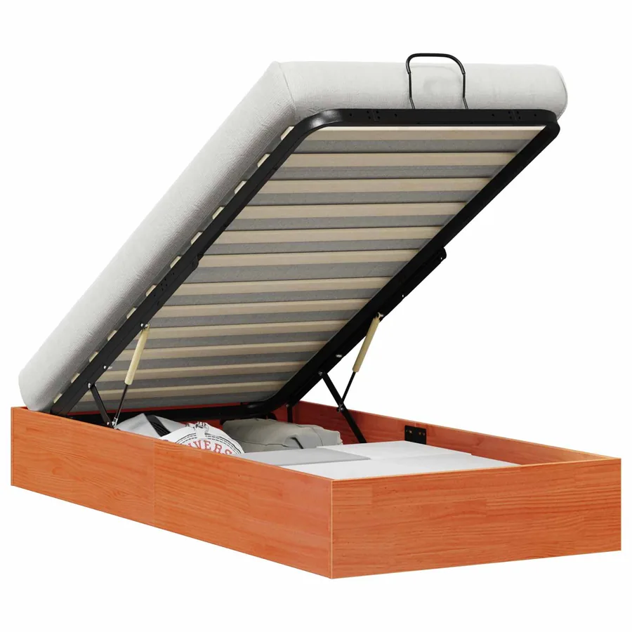 Cadre de lit ottoman avec rangement Brun Ciré 100 x 200 cm - 2