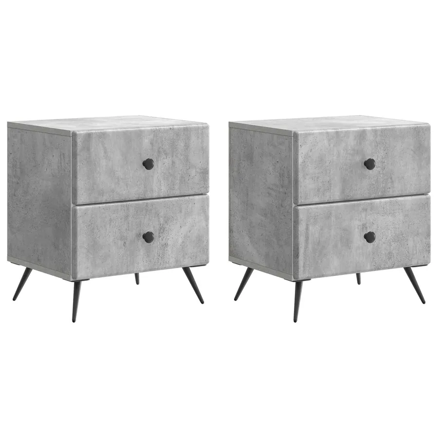Cabinet de chevet 2 pcs Gris béton 43 x 34,5 x 47,5 cm - 2