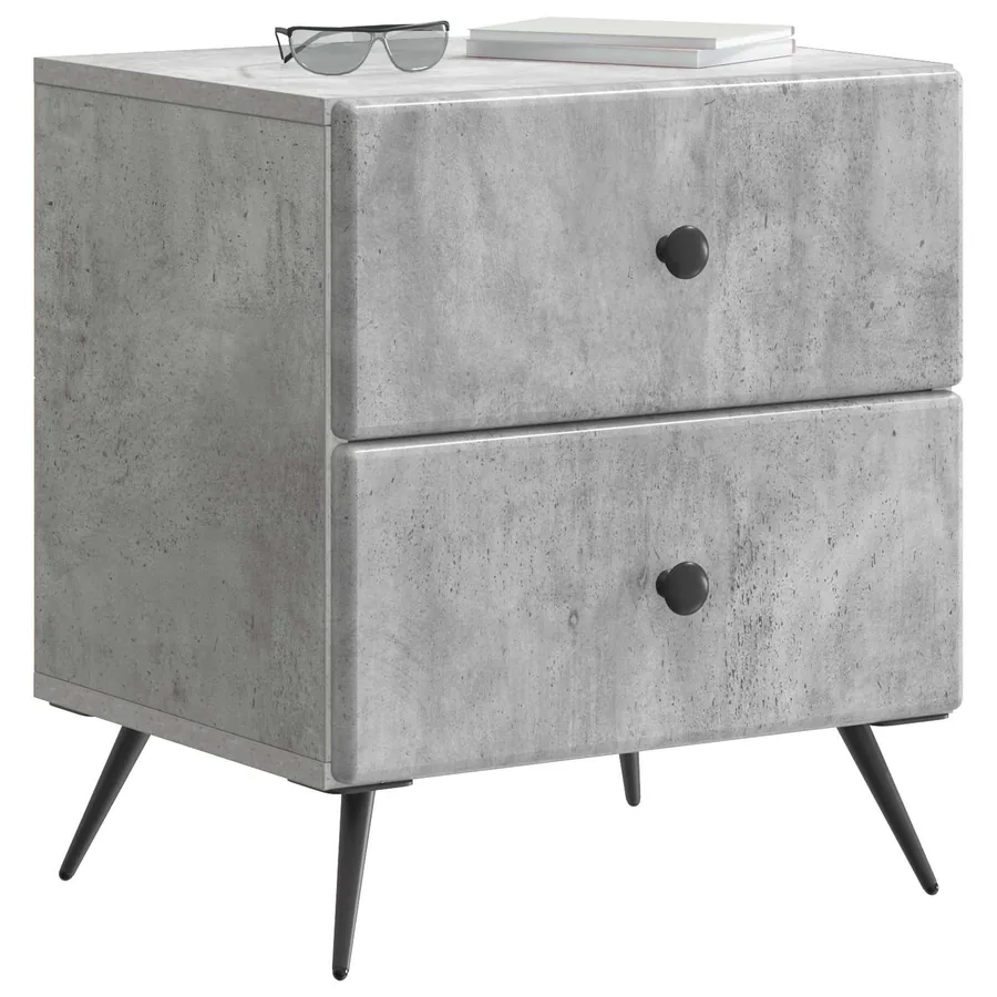 Cabinet de chevet 2 pcs Gris béton 43 x 34,5 x 47,5 cm - 3