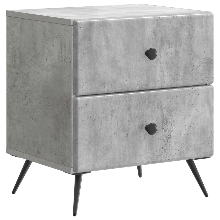 Cabinet de chevet 2 pcs Gris béton 43 x 34,5 x 47,5 cm - 5