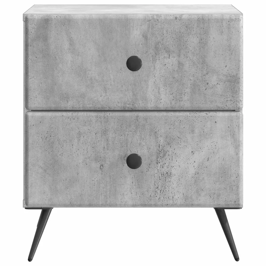 Cabinet de chevet 2 pcs Gris béton 43 x 34,5 x 47,5 cm - 7