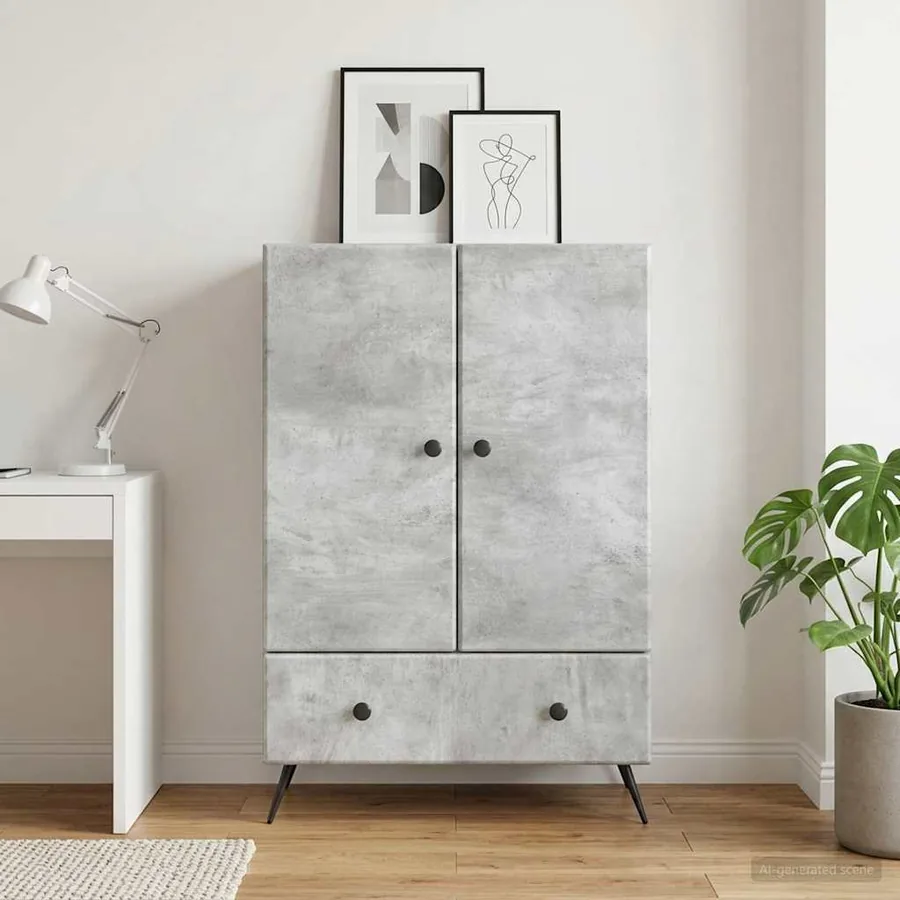 Buffet Gris béton 66 x 34,5 x 95 cm Bois d'ingénierie