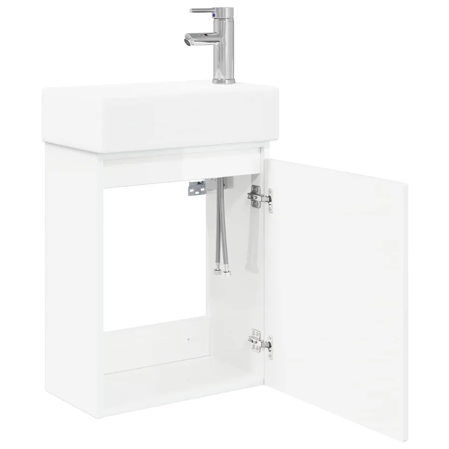 Meuble de salle de bain avec robinet Blanc brillant - 4