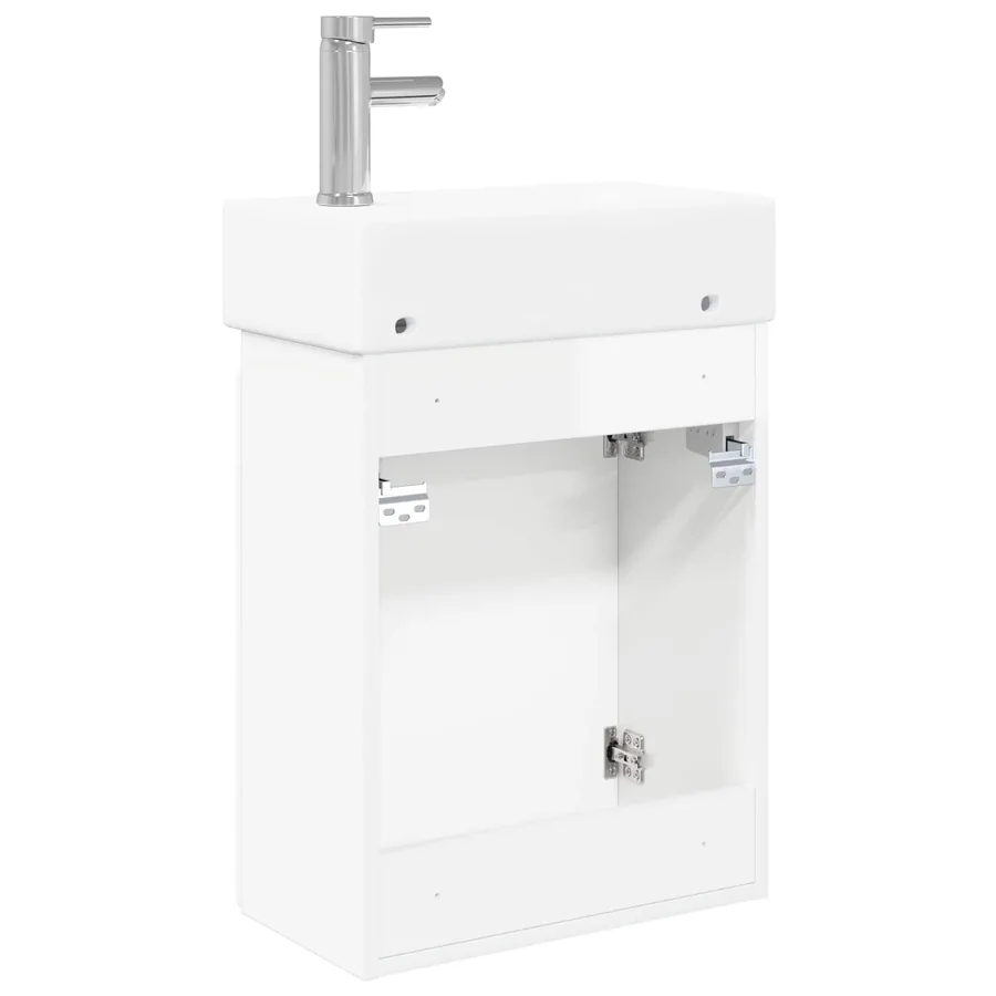 Meuble de salle de bain avec robinet Blanc brillant - 7