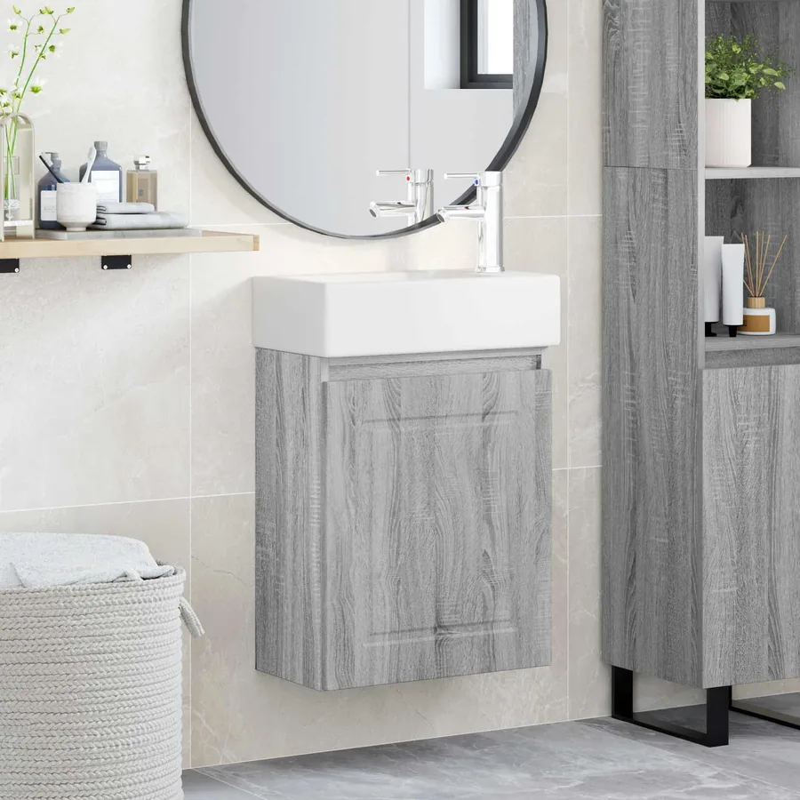 Meuble de salle de bain avec robinet Sonoma gris