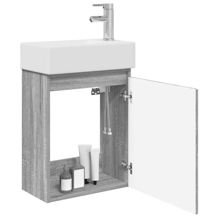 Meuble de salle de bain avec robinet Sonoma gris - 3