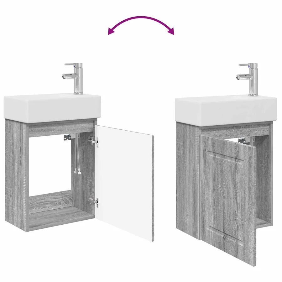 Meuble de salle de bain avec robinet Sonoma gris - 9
