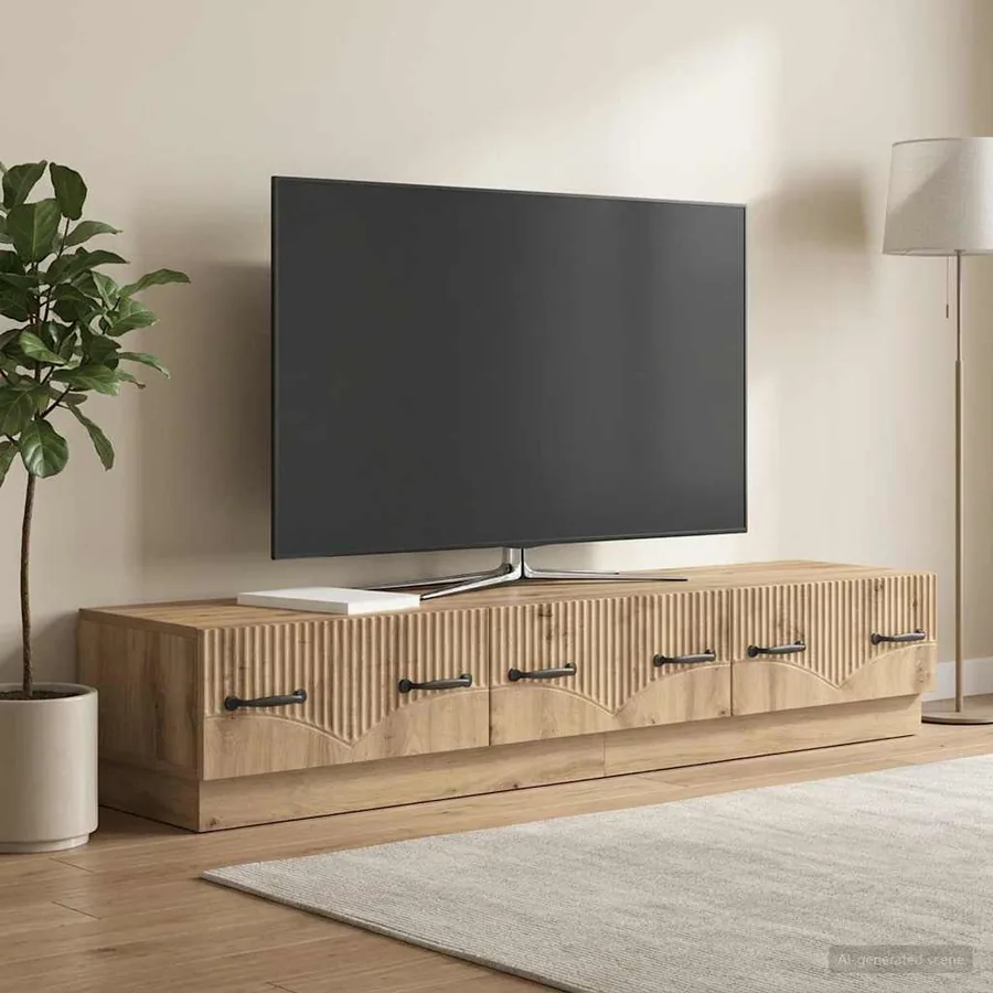 Meuble TV 147 x 34,5 x 27 cm Chêne artisanal Bois d'ingénierie - 4
