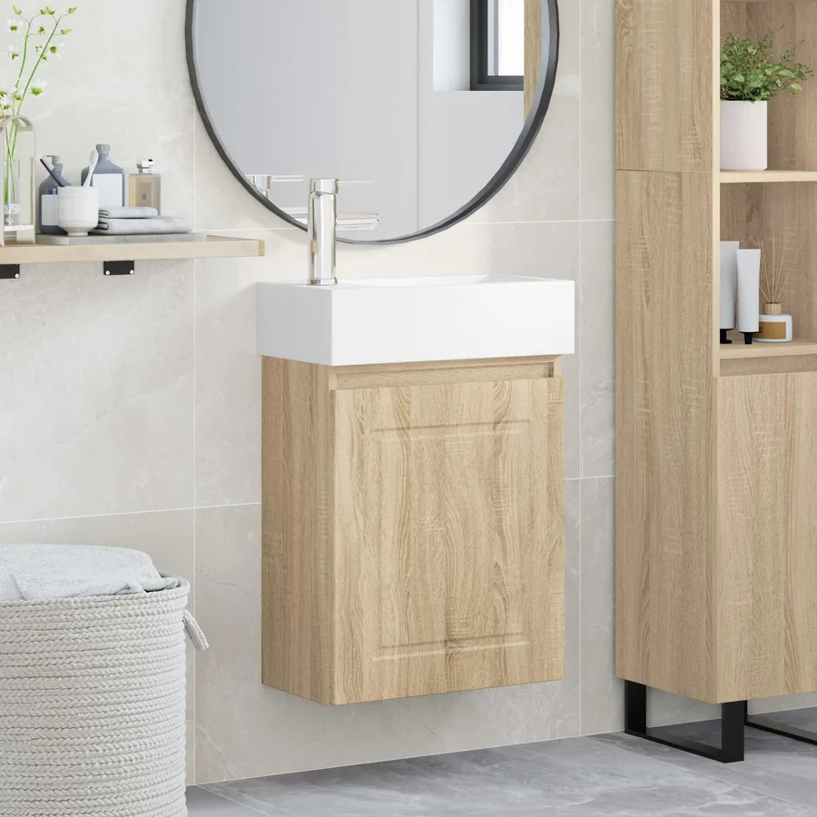 Meuble de salle de bain avec robinet Chêne Sonoma