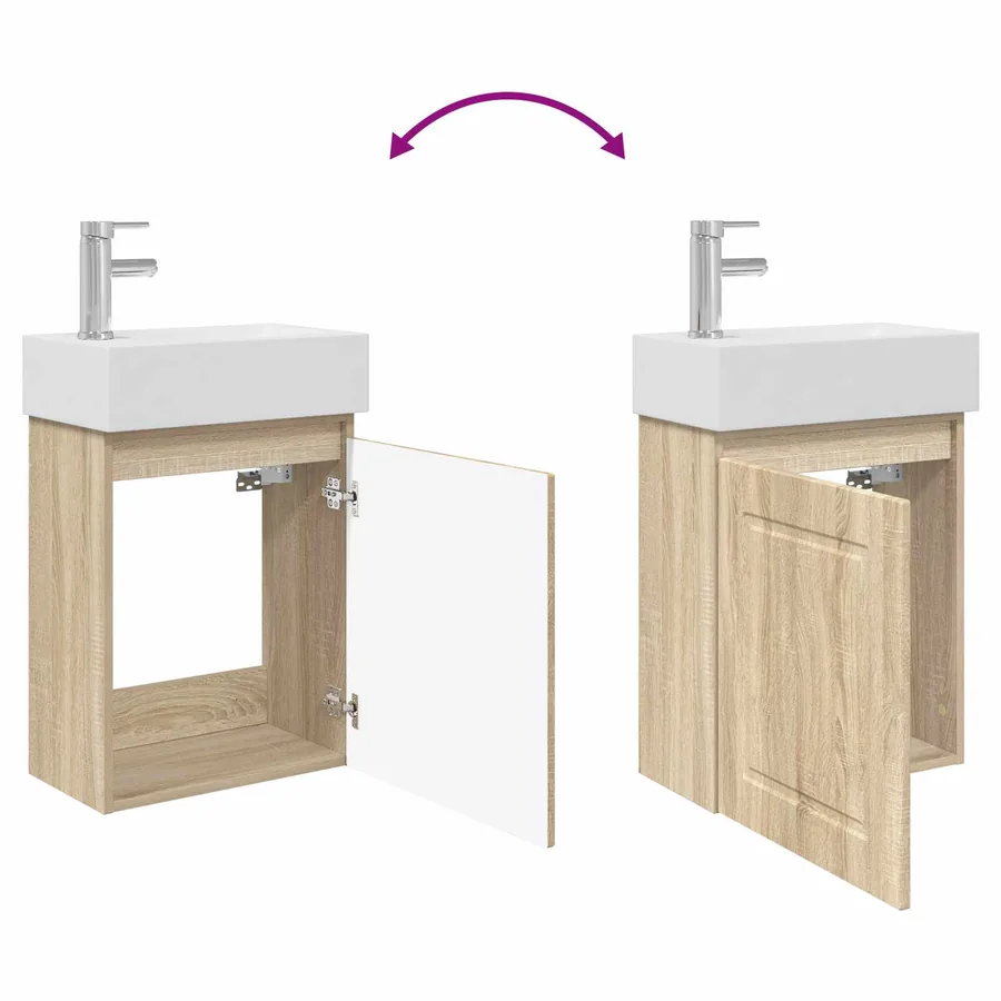 Meuble de salle de bain avec robinet Chêne Sonoma - 9