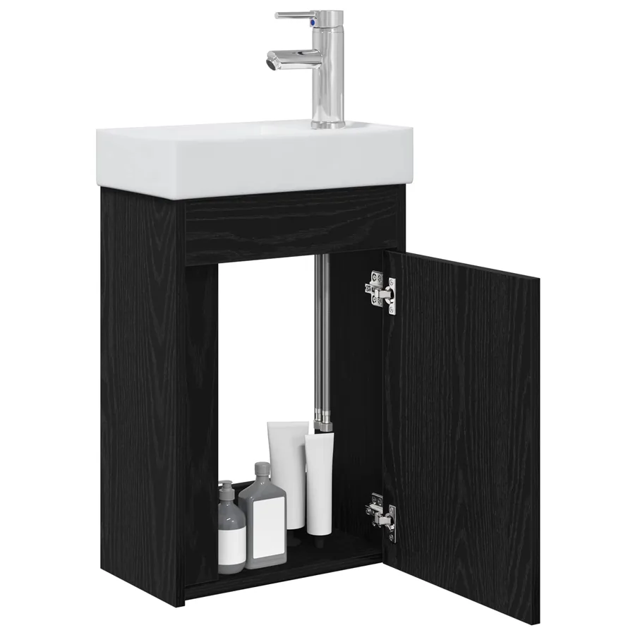 Meuble de salle de bain avec robinet Chêne noir - 3