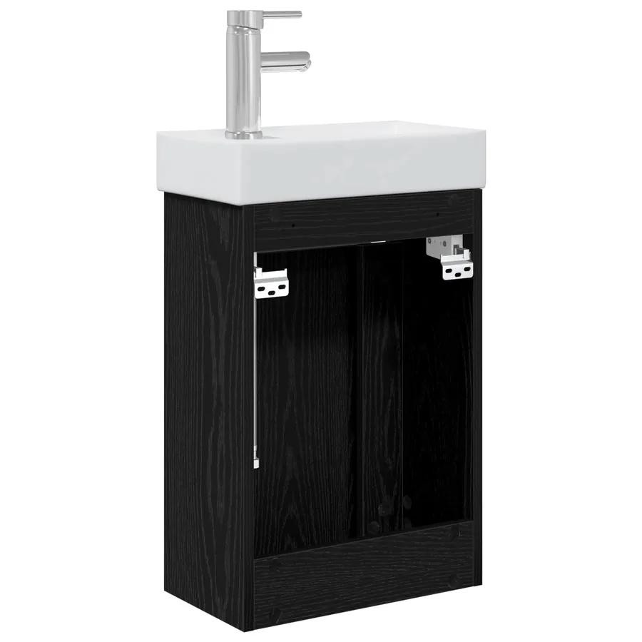 Meuble de salle de bain avec robinet Chêne noir - 7