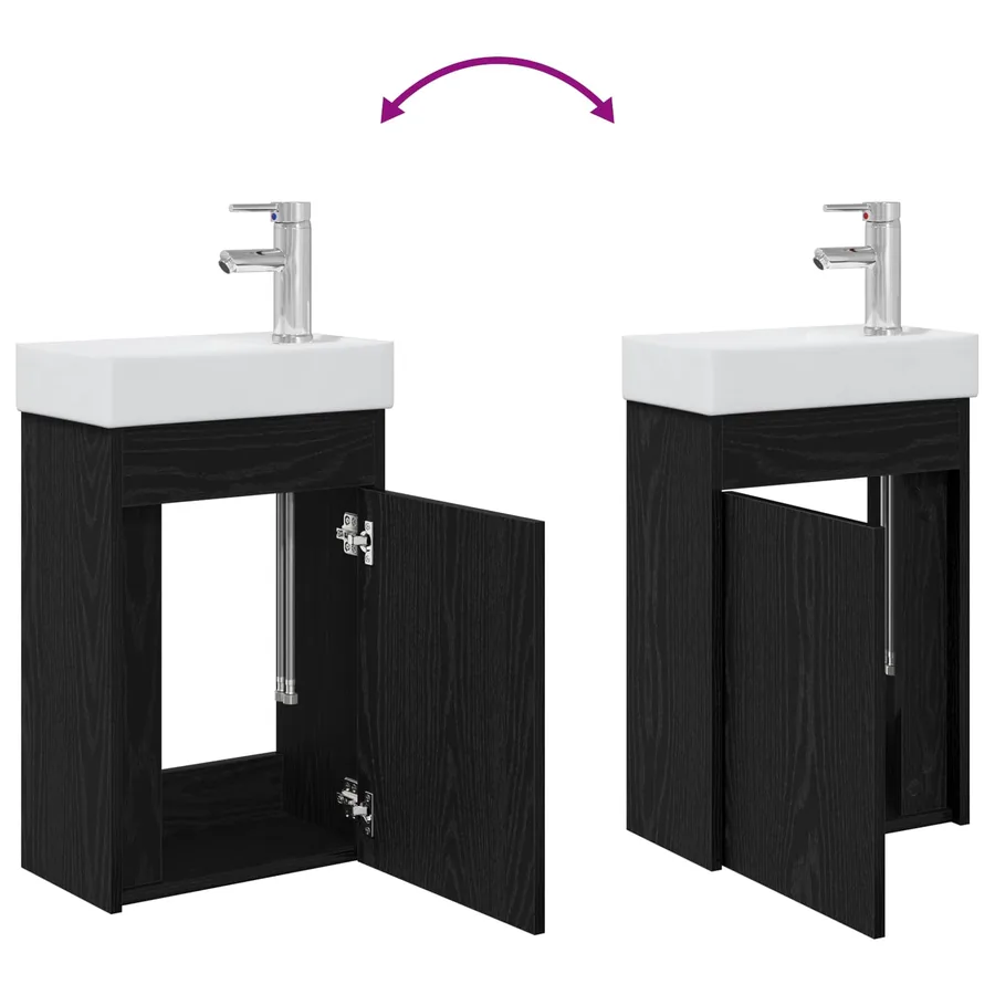 Meuble de salle de bain avec robinet Chêne noir - 9