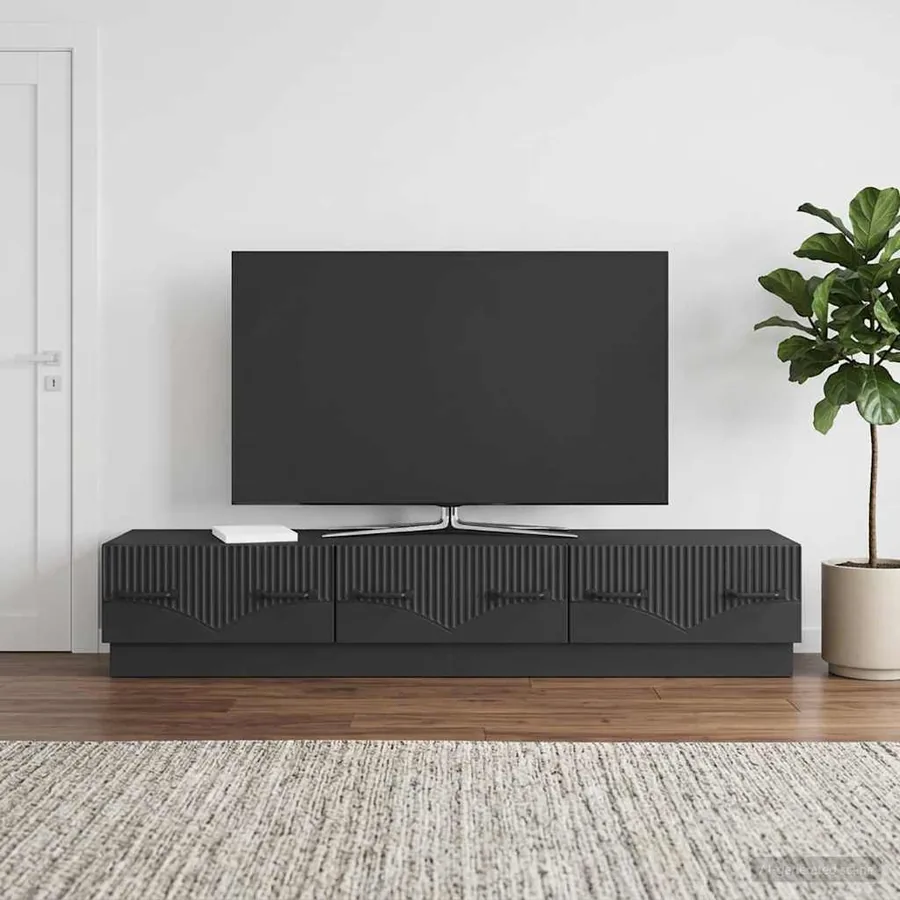Meuble TV avec tiroir Noir 147 x 34,5 x 27 cm Bois d'ingénierie