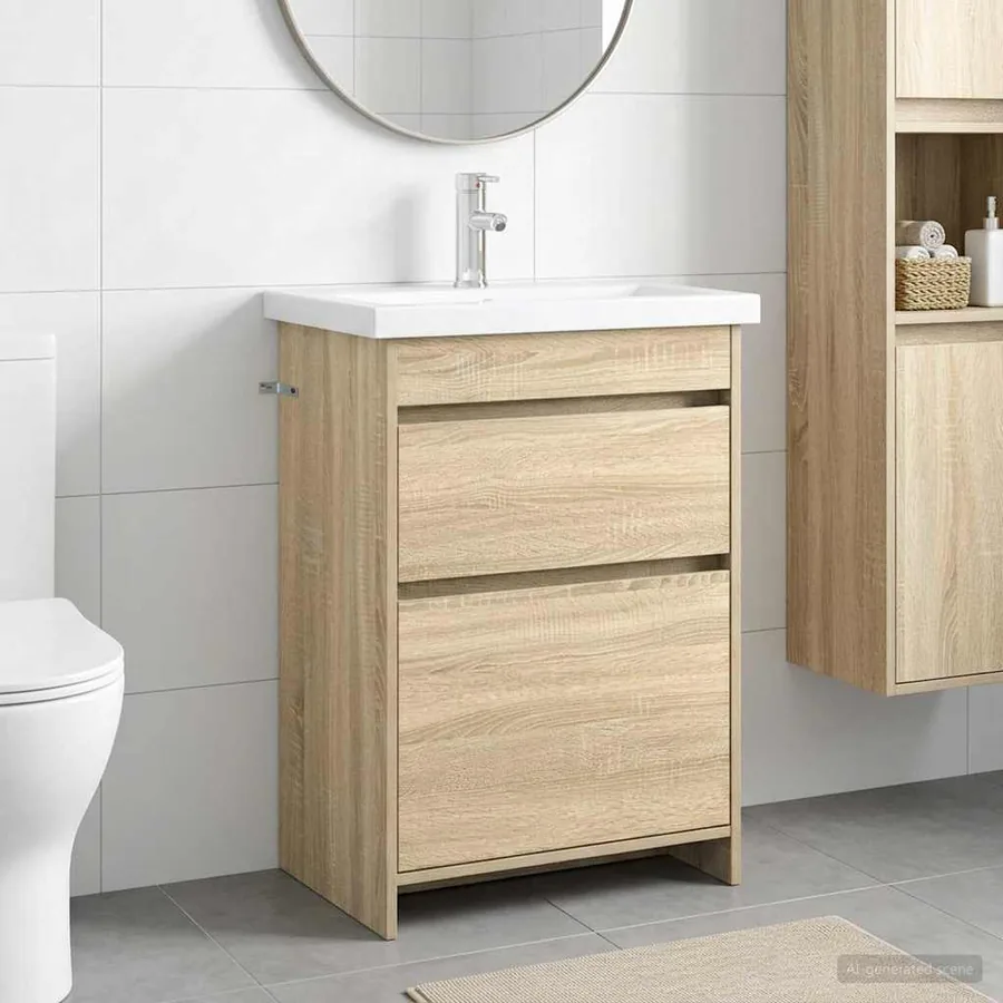 Ensemble de mobilier de salle de bain Chêne Sonoma