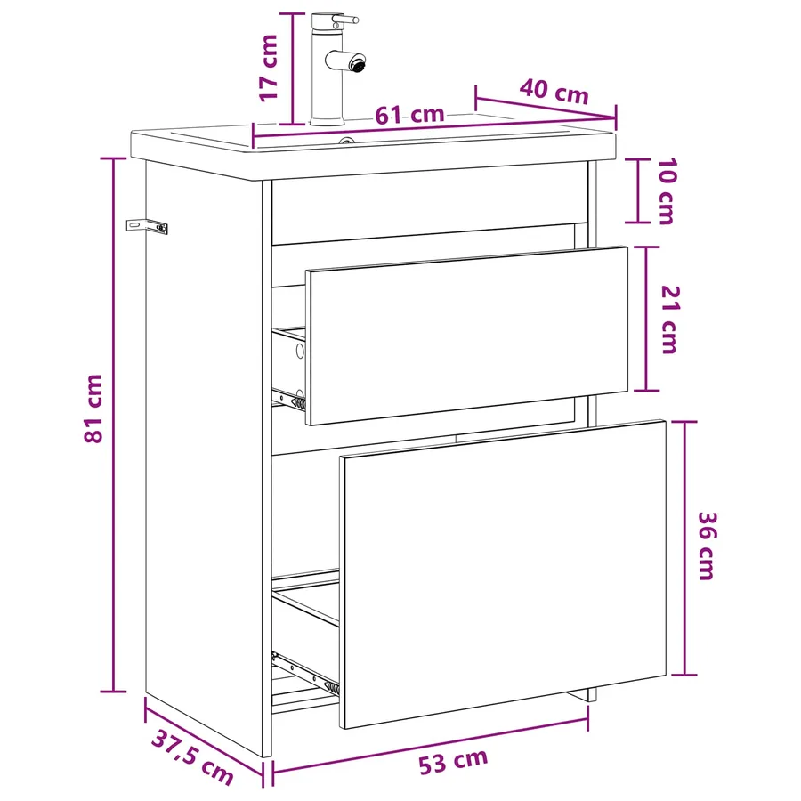Ensemble de mobilier de salle de bain Chêne Sonoma - 11
