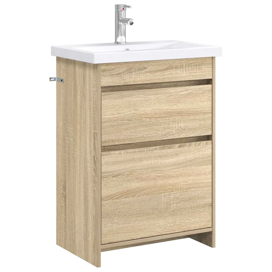 Ensemble de mobilier de salle de bain Chêne Sonoma - 2