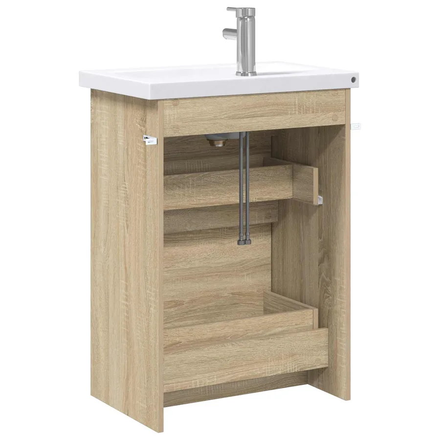 Ensemble de mobilier de salle de bain Chêne Sonoma - 7