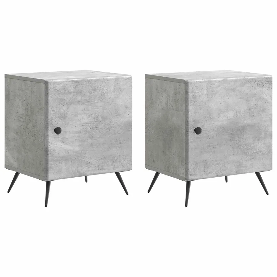 Cabinet de chevet 2 pcs Gris béton 43 x 34,5 x 50 cm - 2