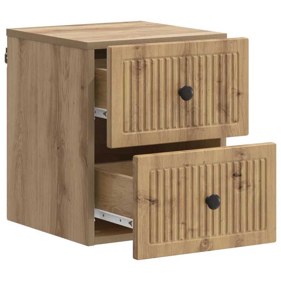 Cabinet de chevet mural Chêne artisanal 33 x 34,5 x 40 cm - 4