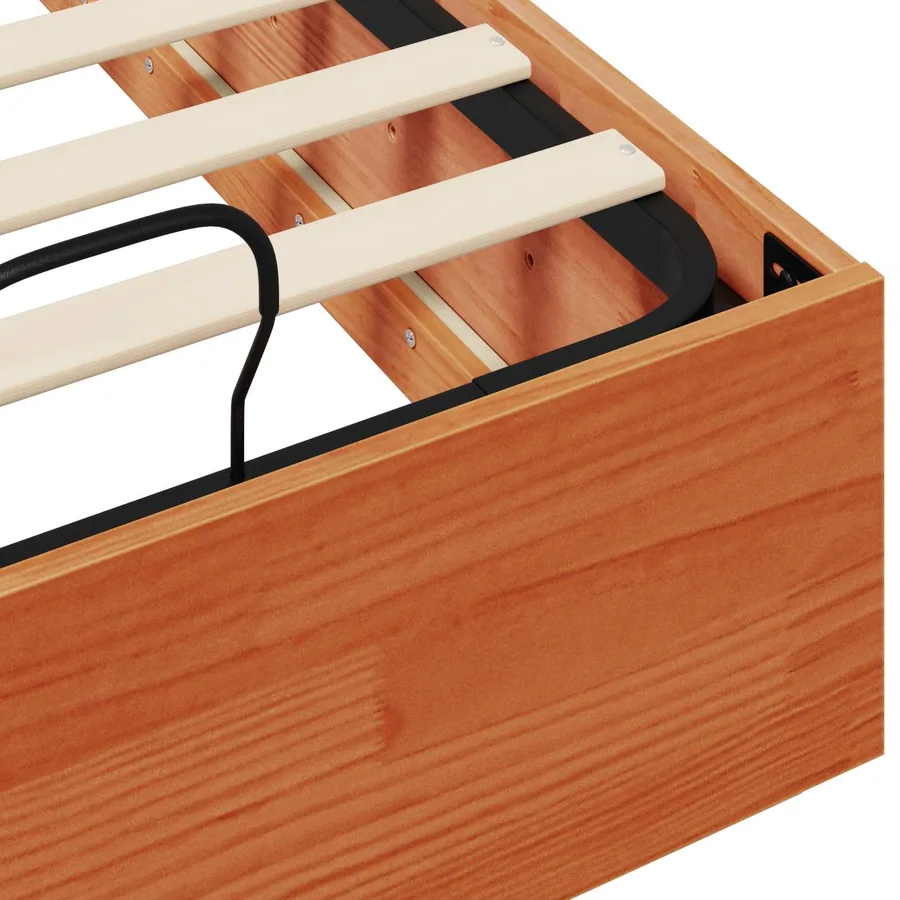 Cadre de lit ottoman avec rangement Brun cire 80 x 200 cm - 10