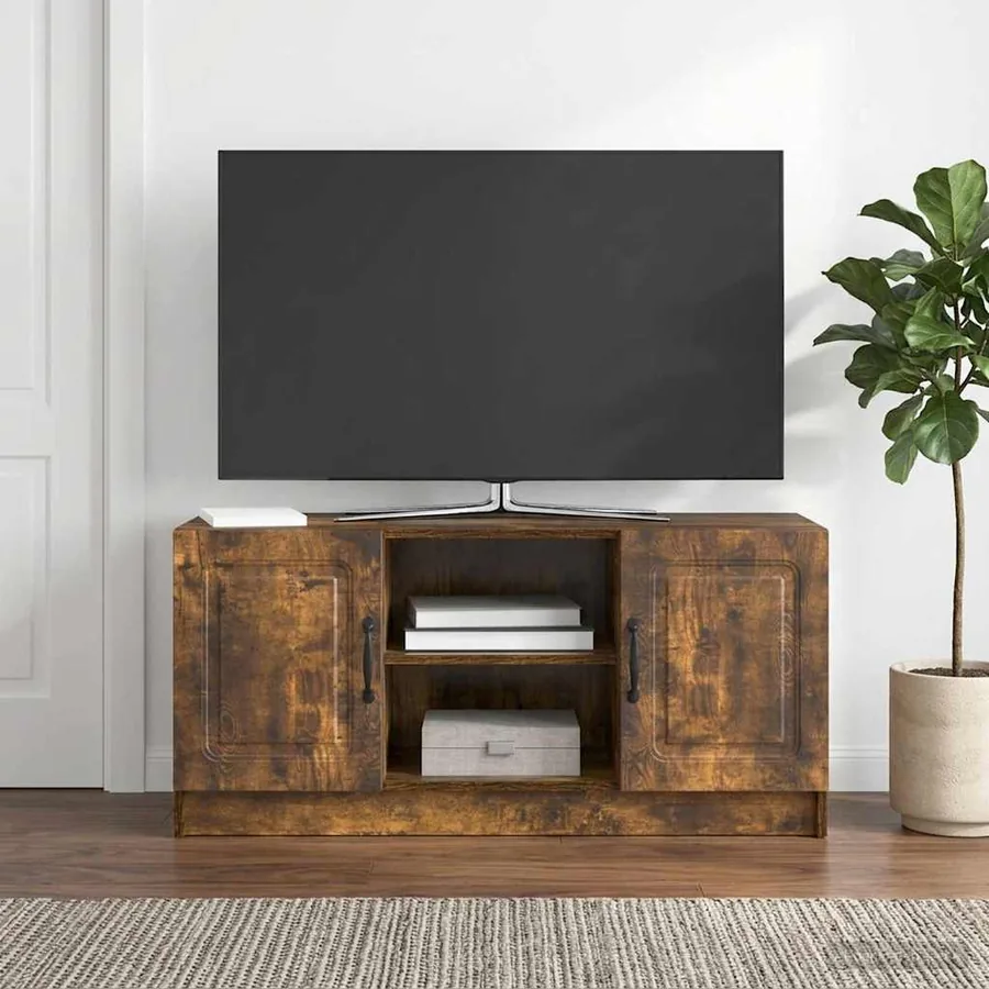 Meuble TV Chêne fumé 102 x 34,5 x 47 cm Bois d'ingénierie - 4