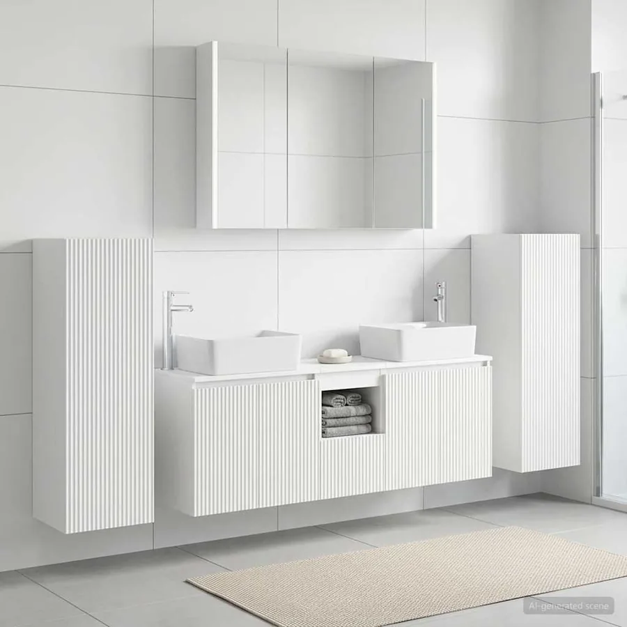 Ensemble de mobilier de salle de bain 6 pcs Blanc