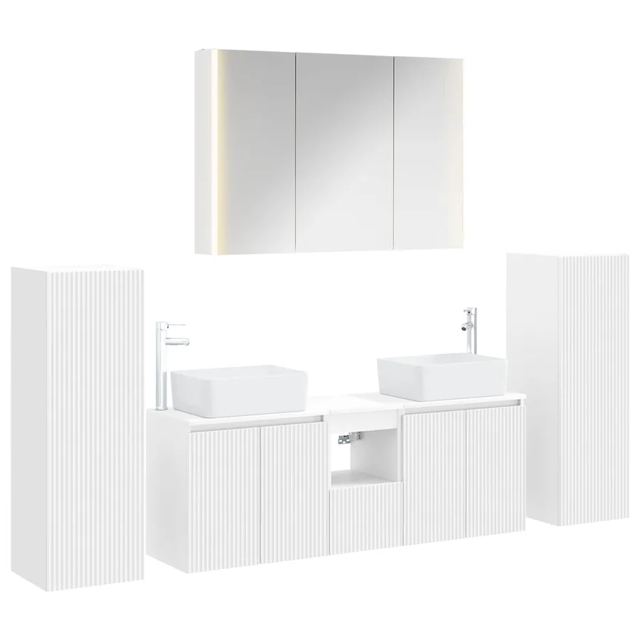Ensemble de mobilier de salle de bain 6 pcs Blanc - 2